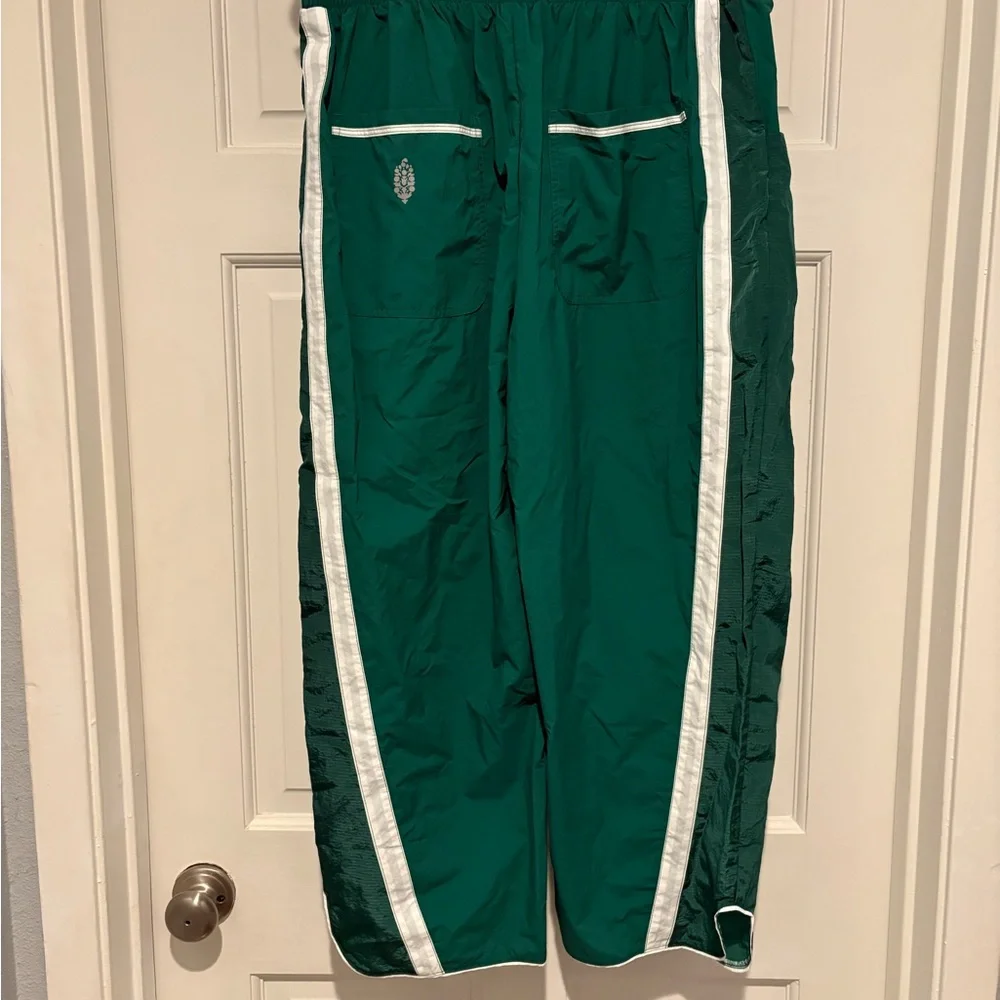 FREE PEOPLE Green Track Pants with White Stripes (Champ Is Here Pants) - Picture 4 of 4